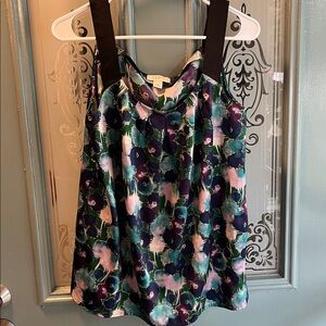 LOFT Multicolor Floral Top with Black Straps